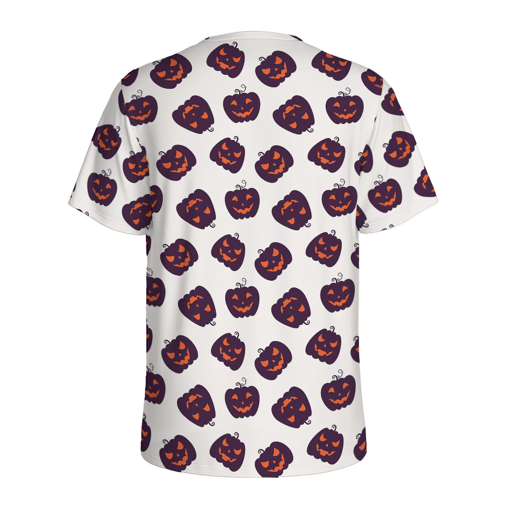 Purple Halloween Pumpkin Pattern Print Men's Sports T-Shirt