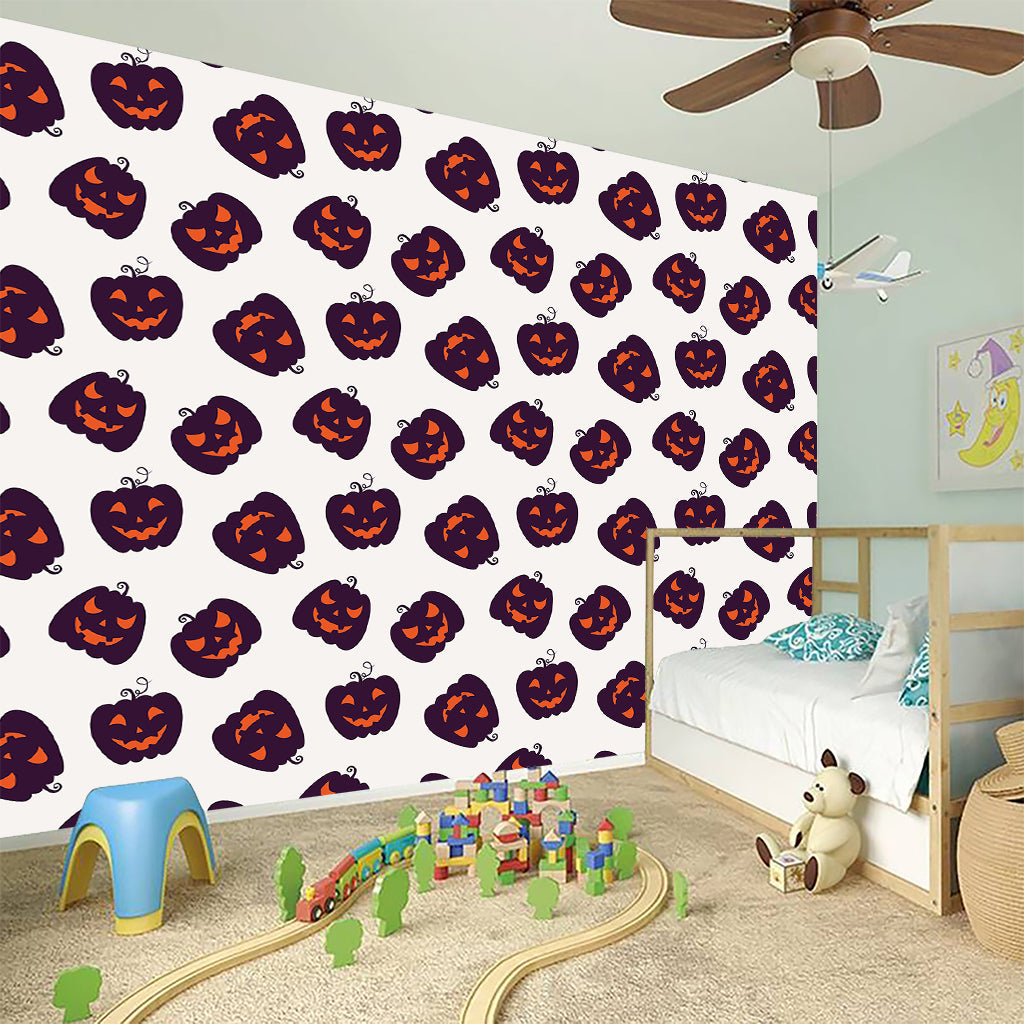 Purple Halloween Pumpkin Pattern Print Wall Sticker
