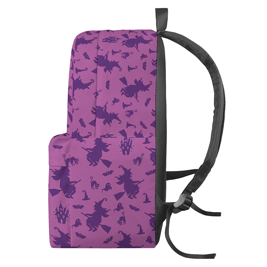 Purple Halloween Witch Pattern Print Backpack
