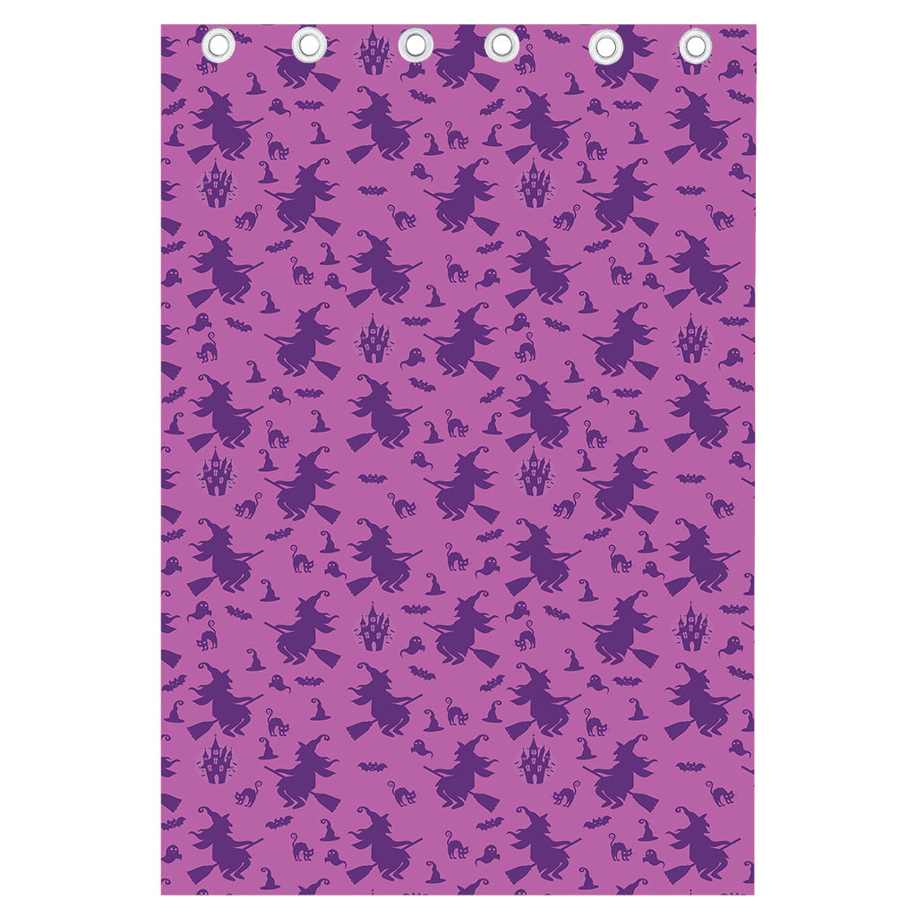 Purple Halloween Witch Pattern Print Curtain