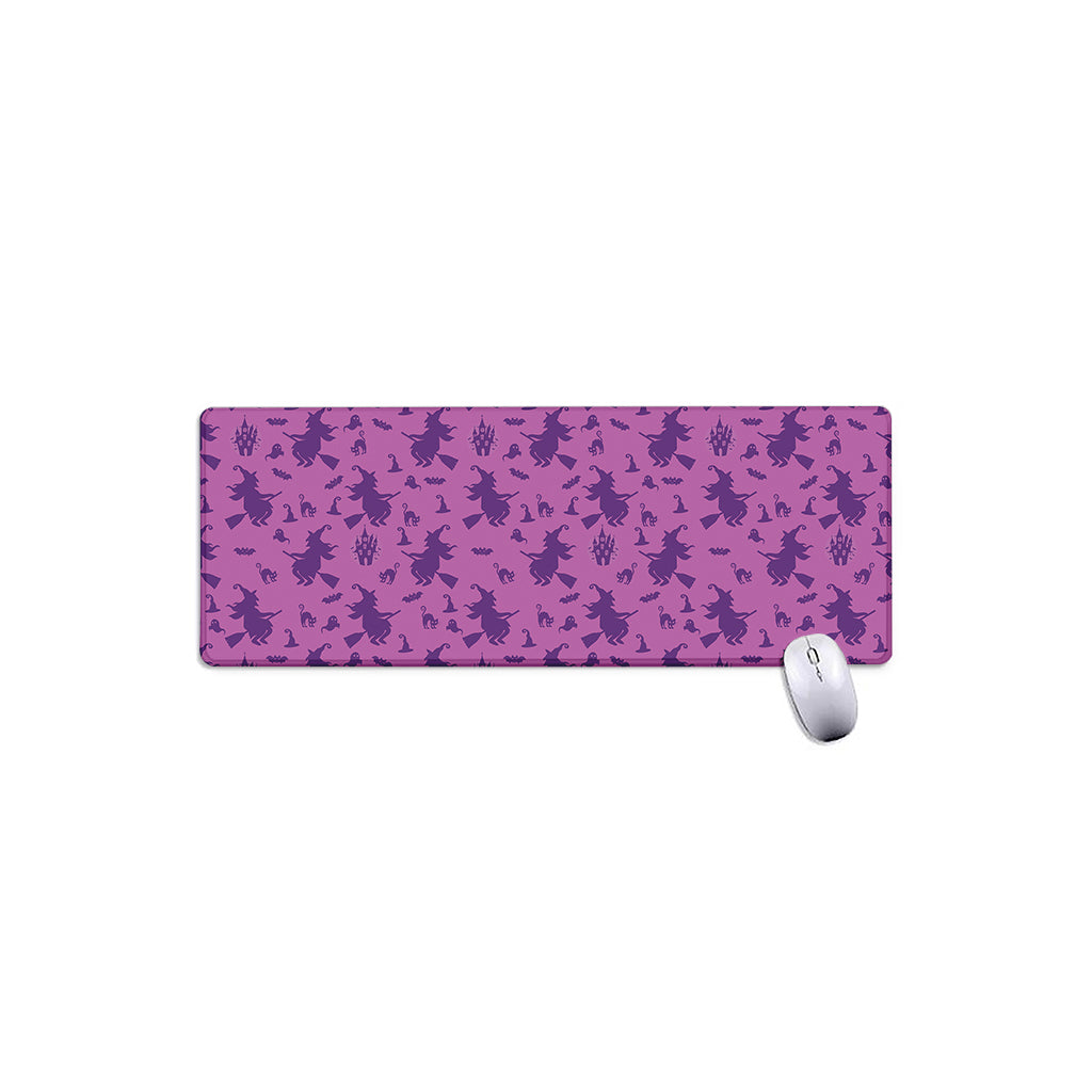 Purple Halloween Witch Pattern Print Extended Mouse Pad
