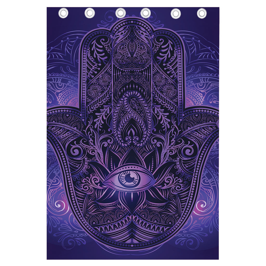 Purple Hamsa Hand Print Curtain