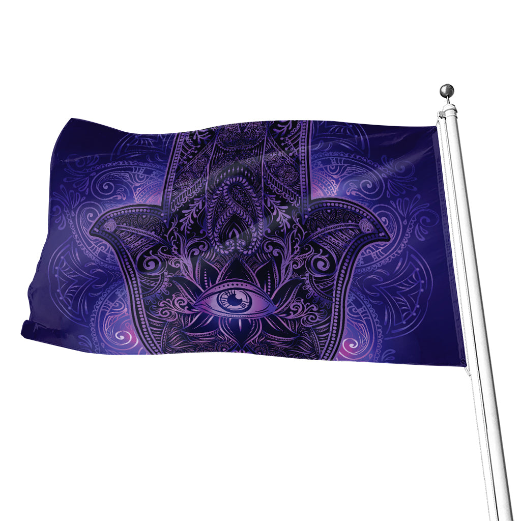 Purple Hamsa Hand Print Flag