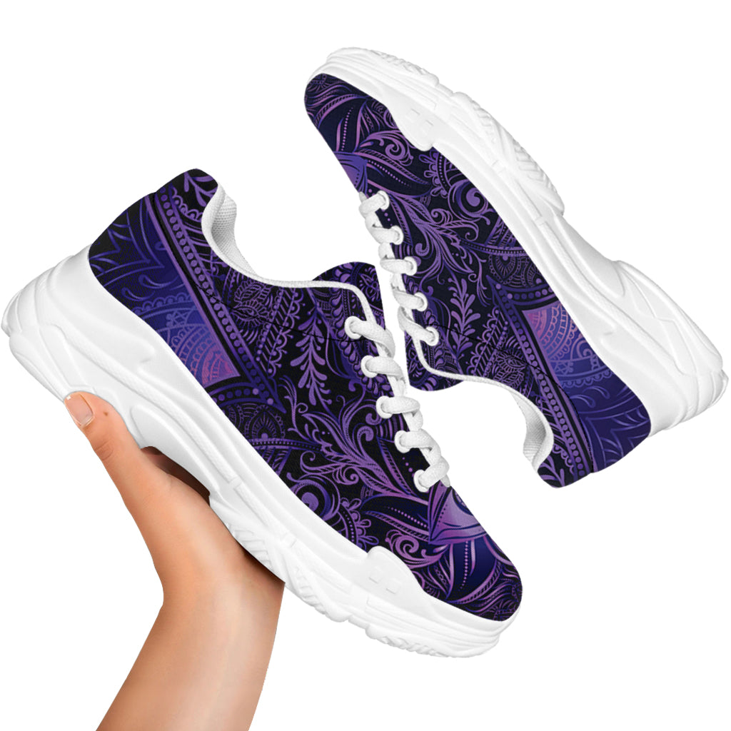 Purple Hamsa Hand Print White Chunky Shoes