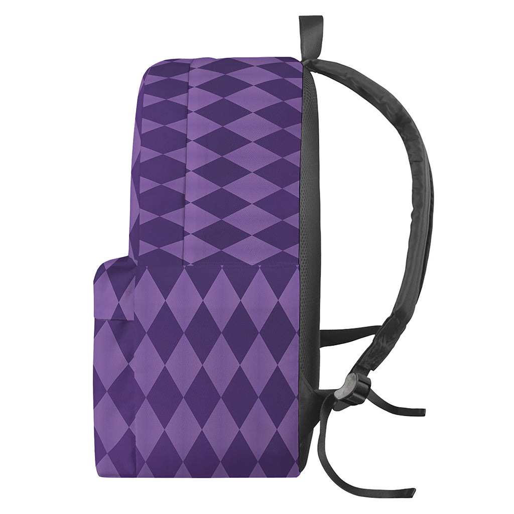 Purple Harlequin Pattern Print Backpack