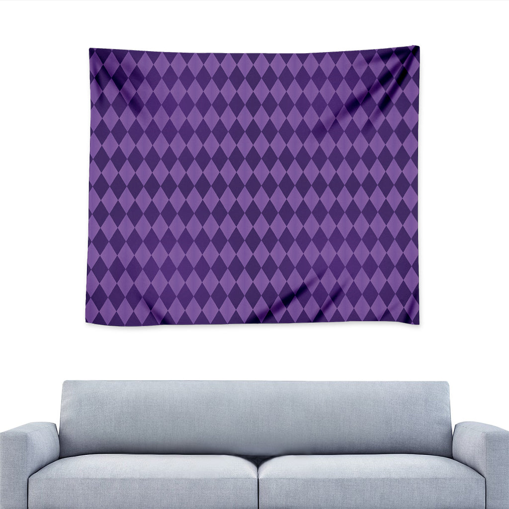 Purple Harlequin Pattern Print Tapestry
