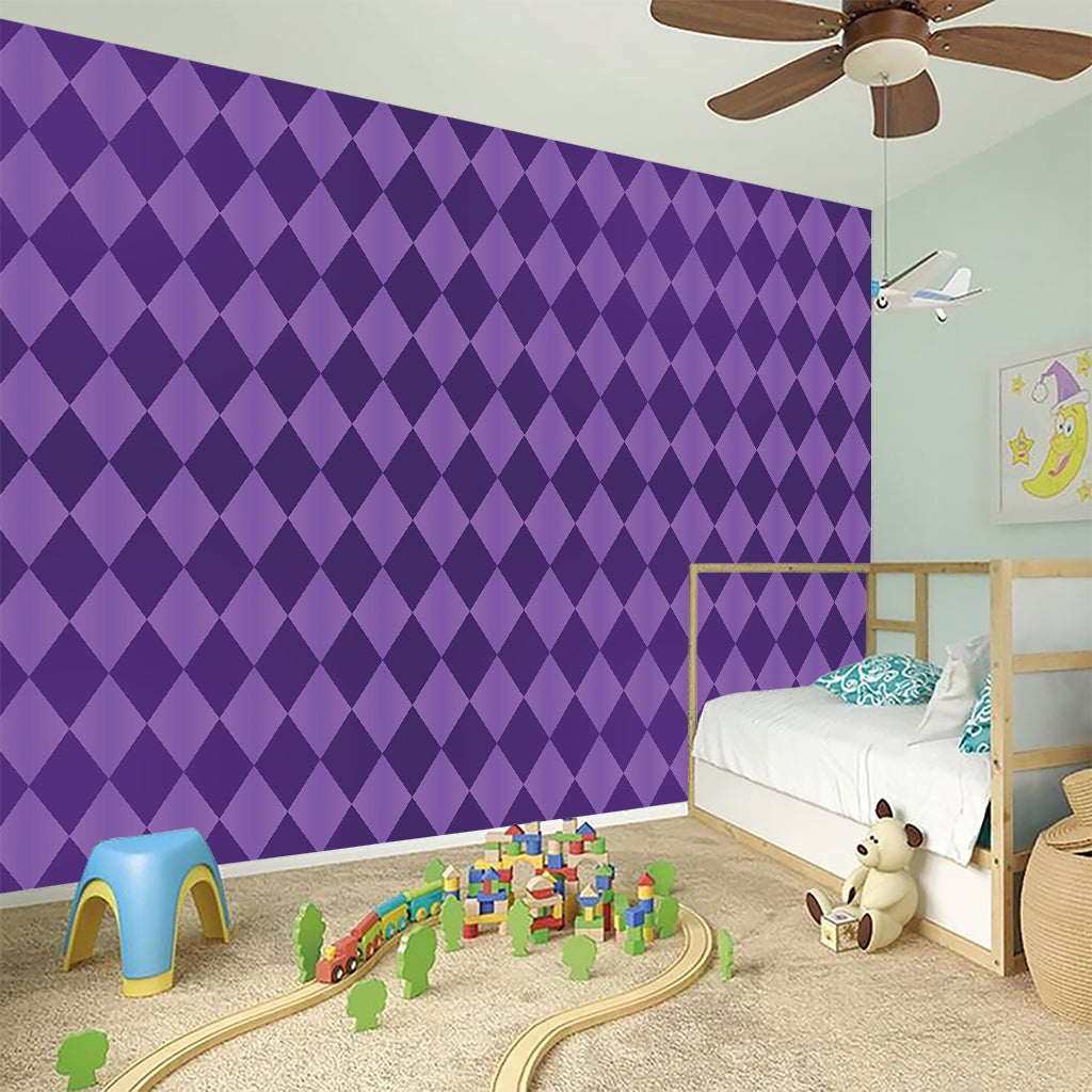 Purple Harlequin Pattern Print Wall Sticker