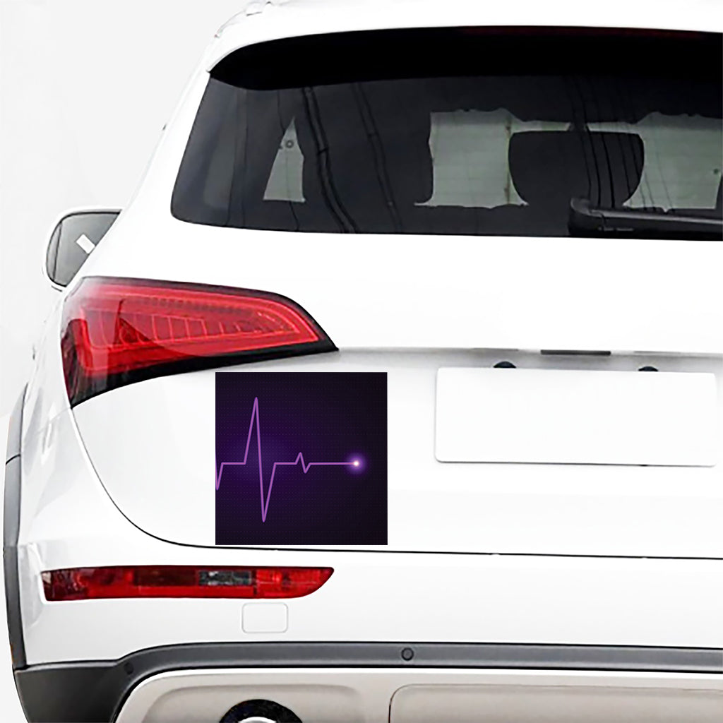Purple Heartbeat Print Car Sticker