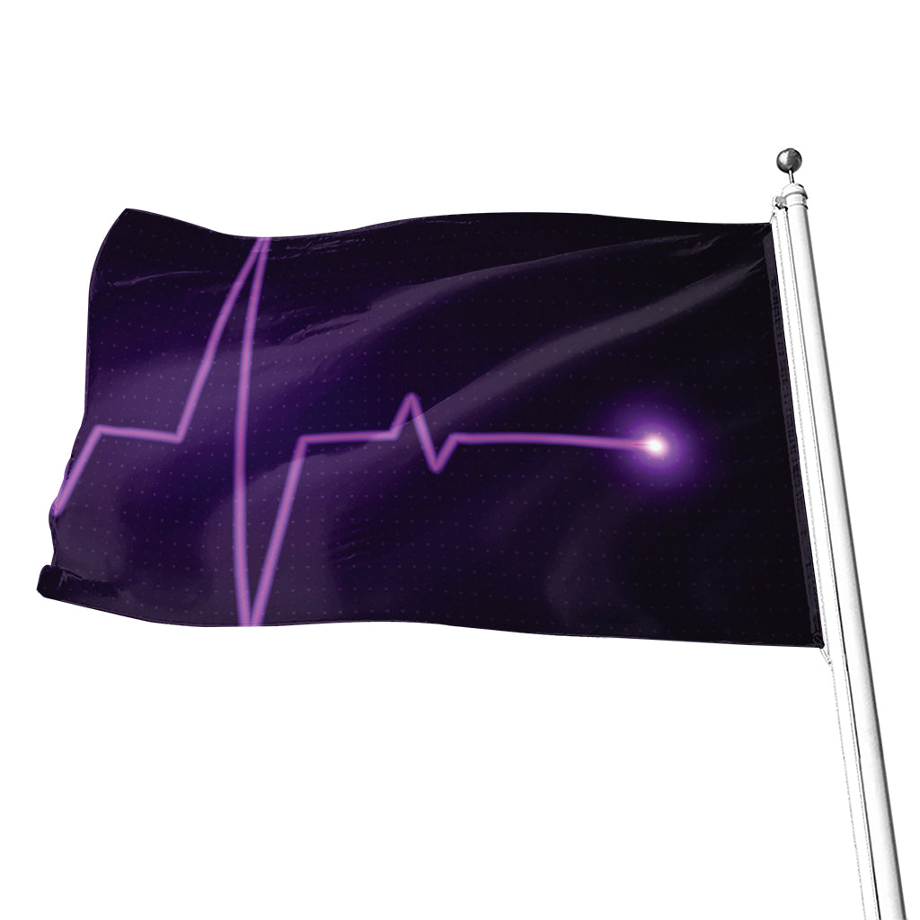 Purple Heartbeat Print Flag