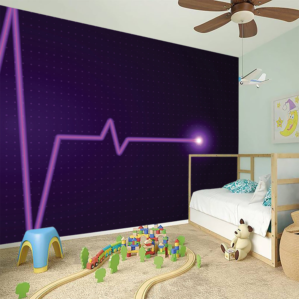 Purple Heartbeat Print Wall Sticker