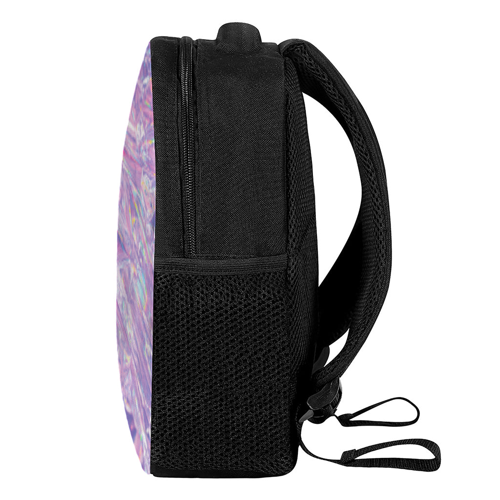Purple Holographic Print Casual Backpack