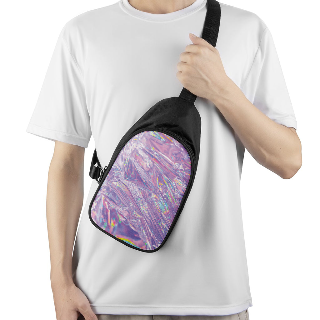 Purple Holographic Print Chest Bag
