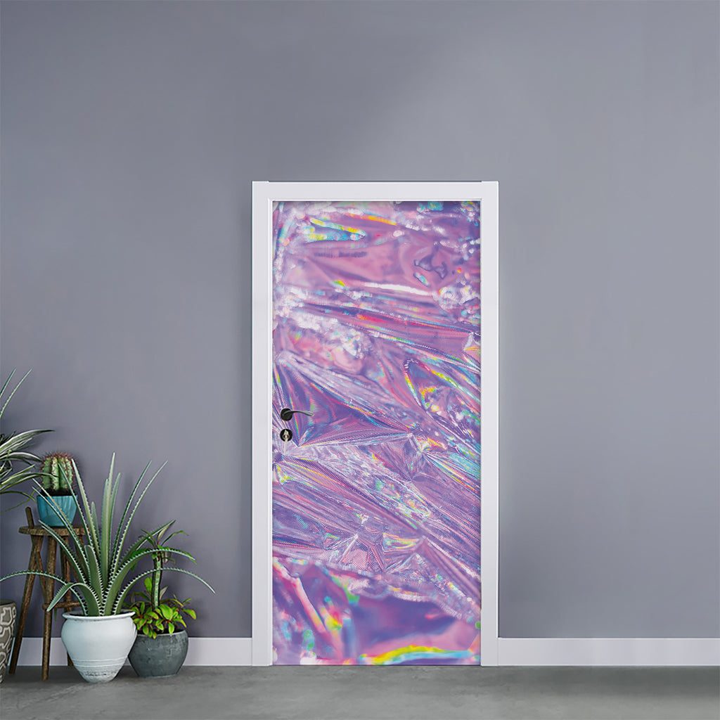 Purple Holographic Print Door Sticker