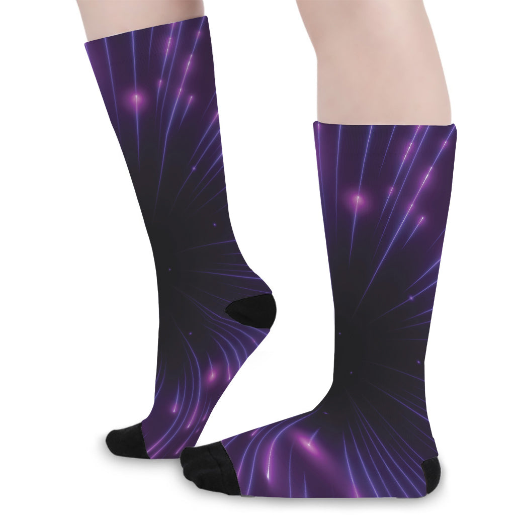 Purple Hyperspace Print Long Socks