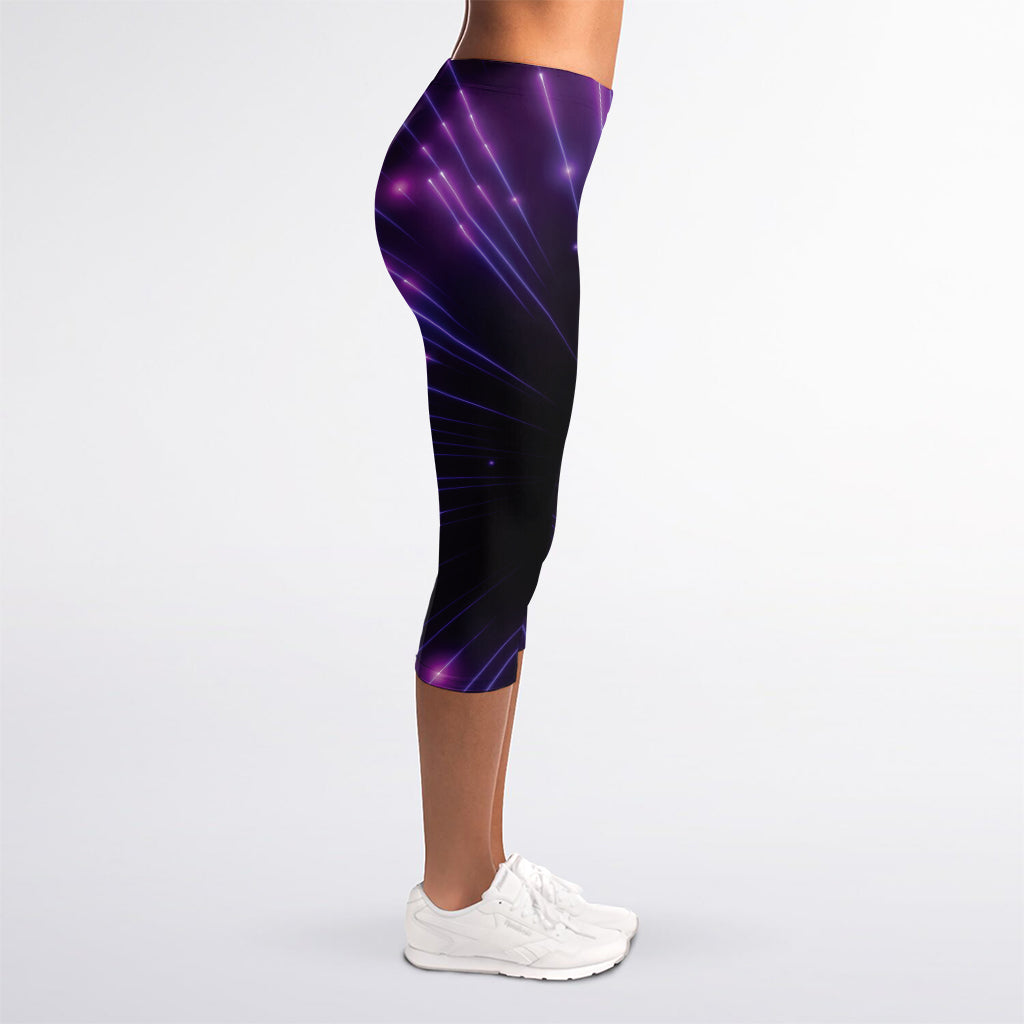Purple Hyperspace Print Women's Capri Leggings