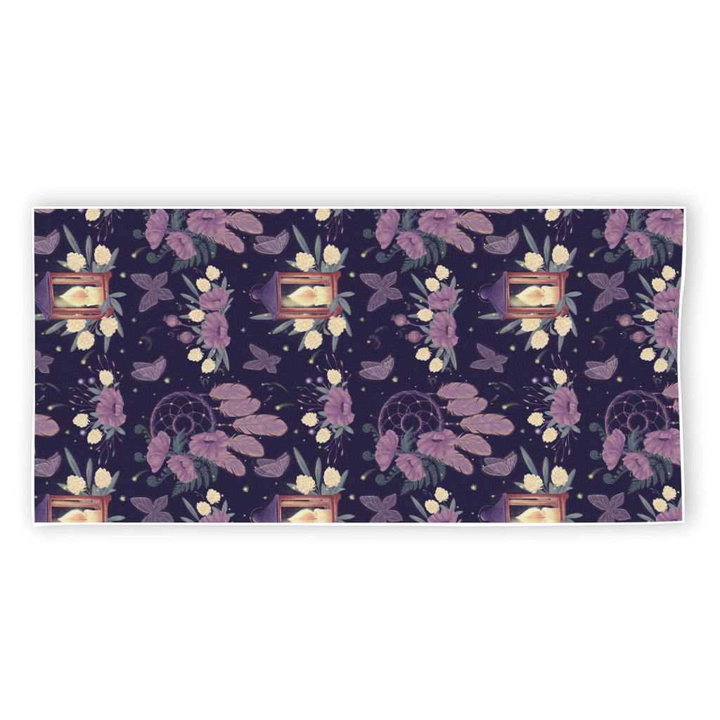 Purple Indian Dream Catcher Print Beach Towel