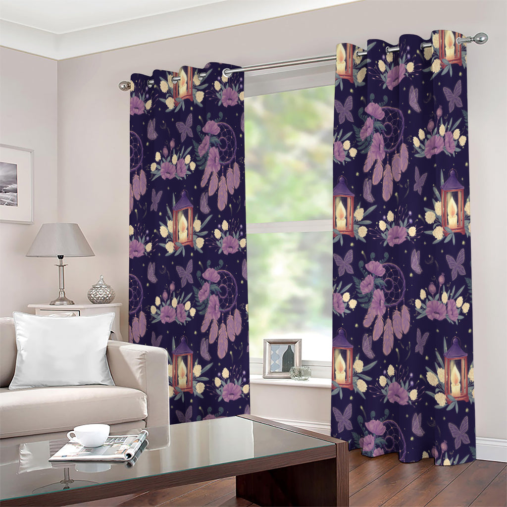 Purple Indian Dream Catcher Print Extra Wide Grommet Curtains