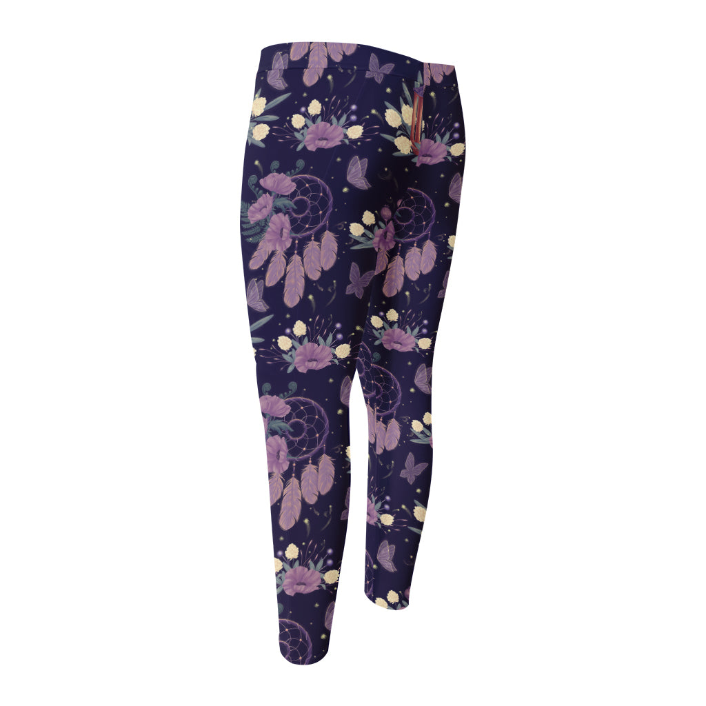 Purple Indian Dream Catcher Print Men's Compression Pants