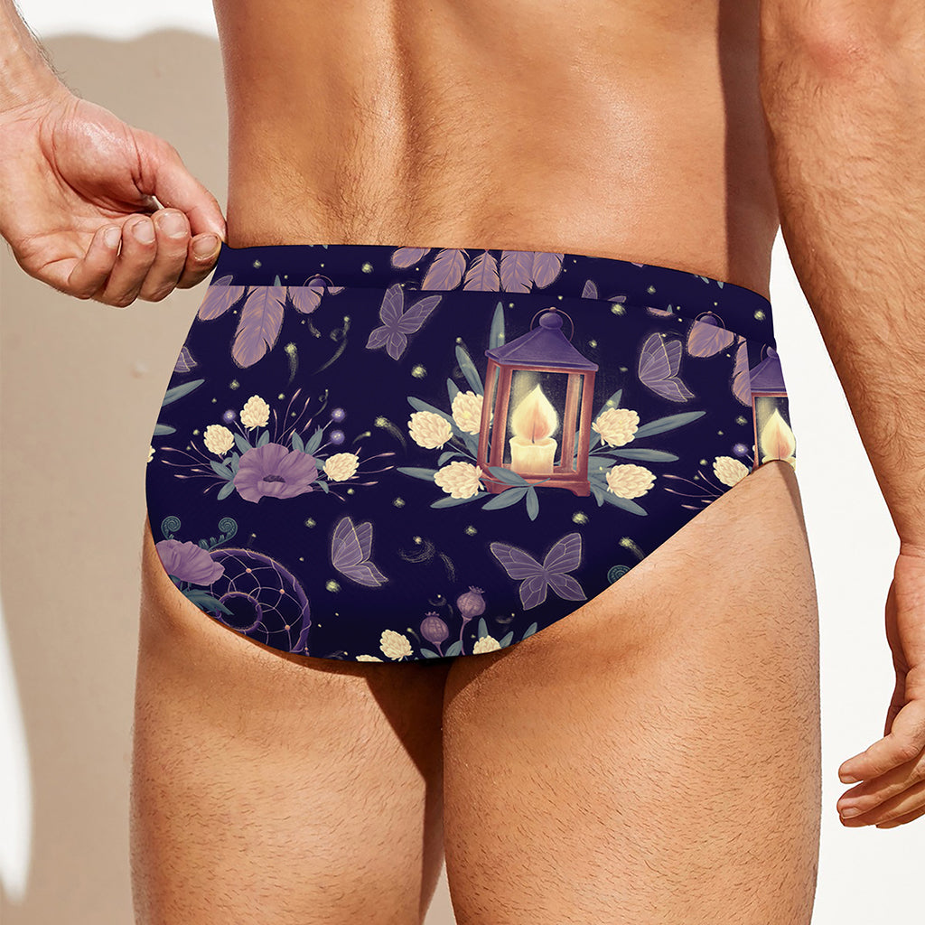 Purple Indian Dream Catcher Print Men's Swim Briefs