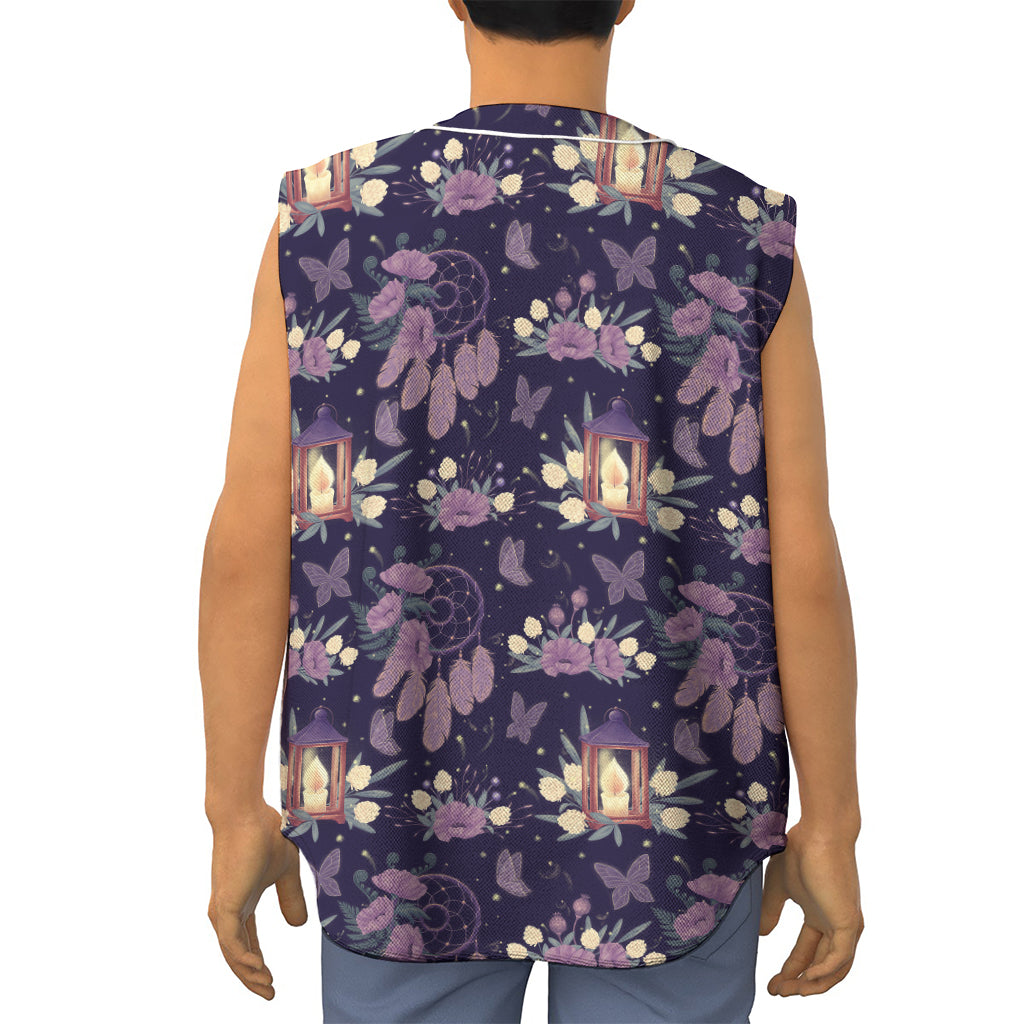 Purple Indian Dream Catcher Print Sleeveless Baseball Jersey