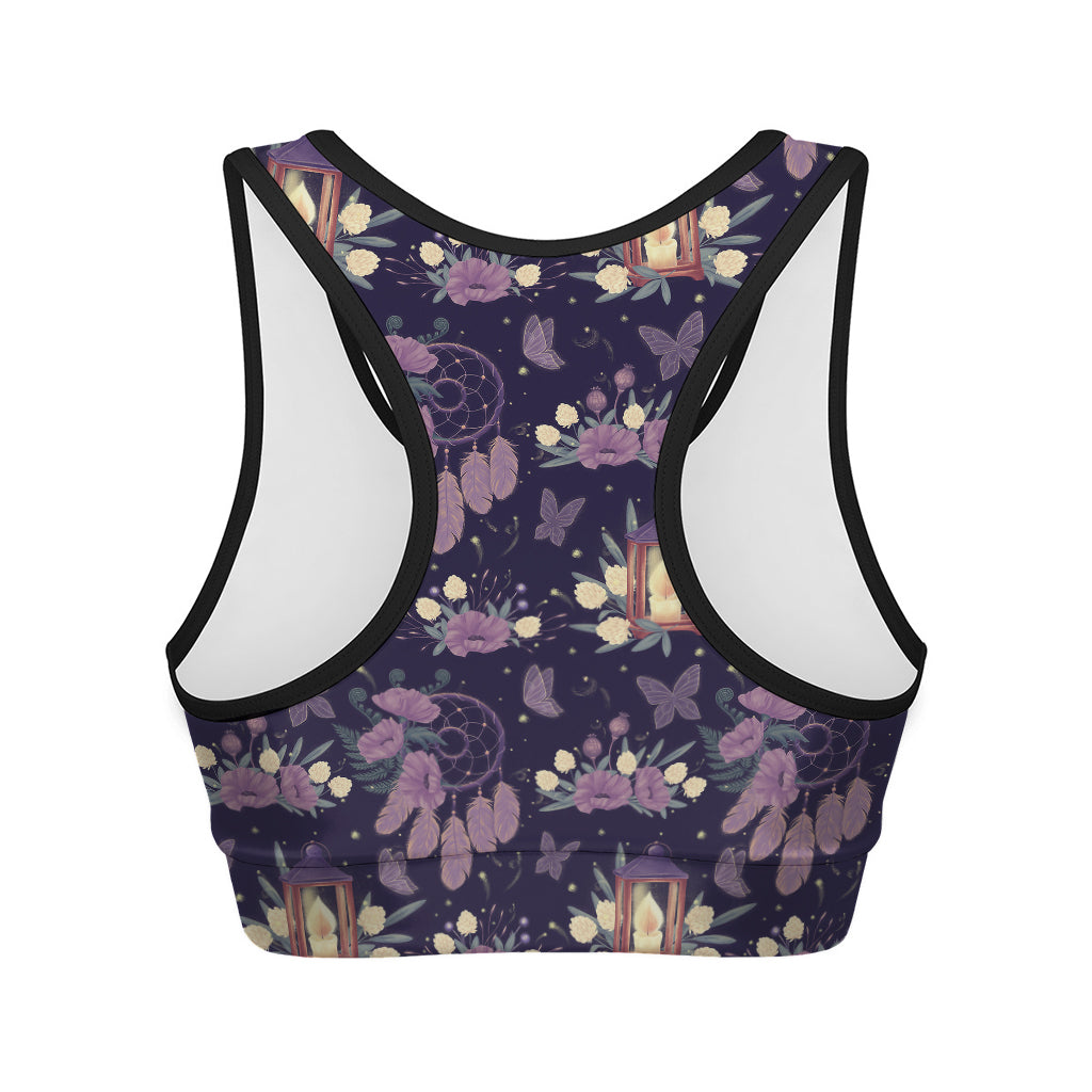 Purple Indian Dream Catcher Print Women's Sports Bra