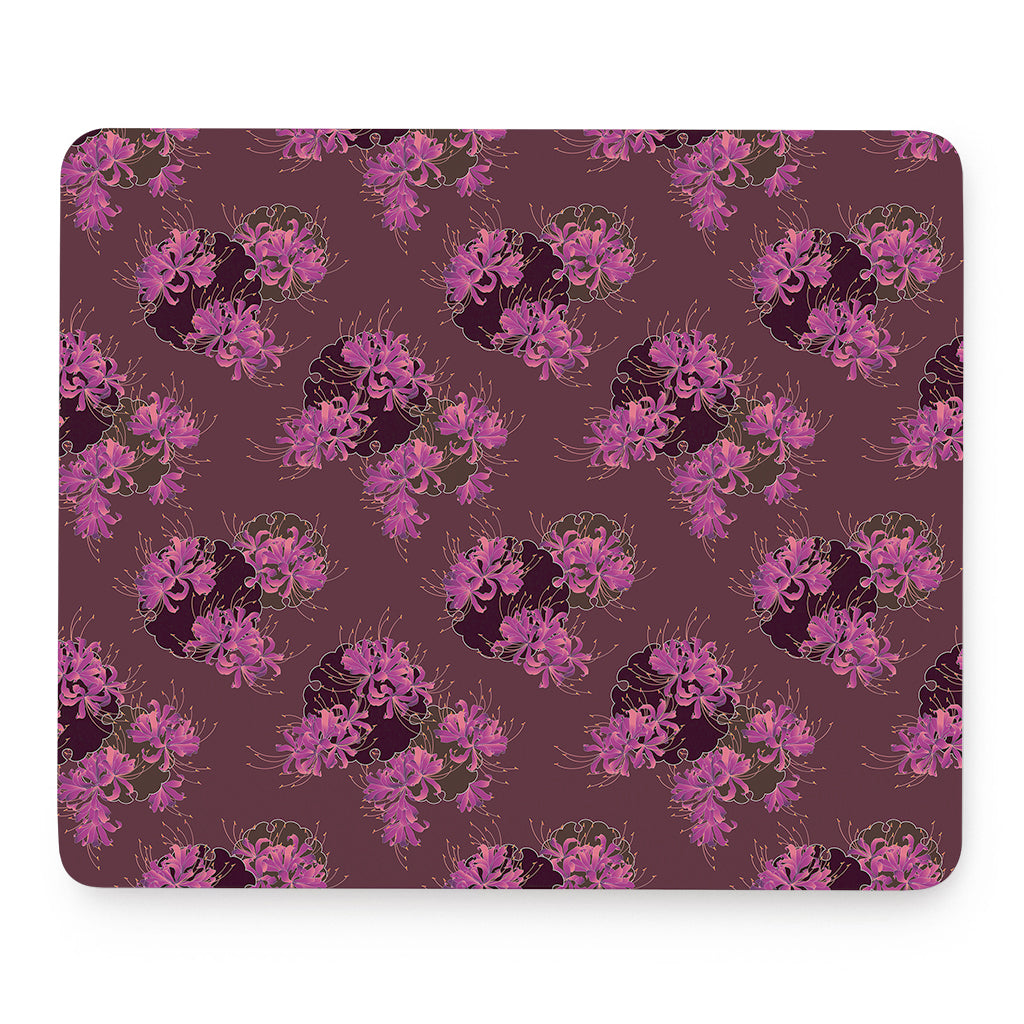 Purple Japanese Amaryllis Pattern Print Mouse Pad