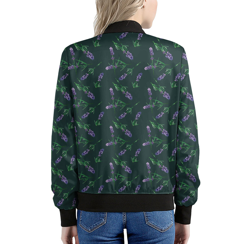 Purple Lavender Pattern Print Women's Bomber Jacket