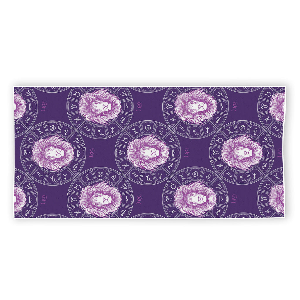 Purple Leo Zodiac Pattern Print Beach Towel