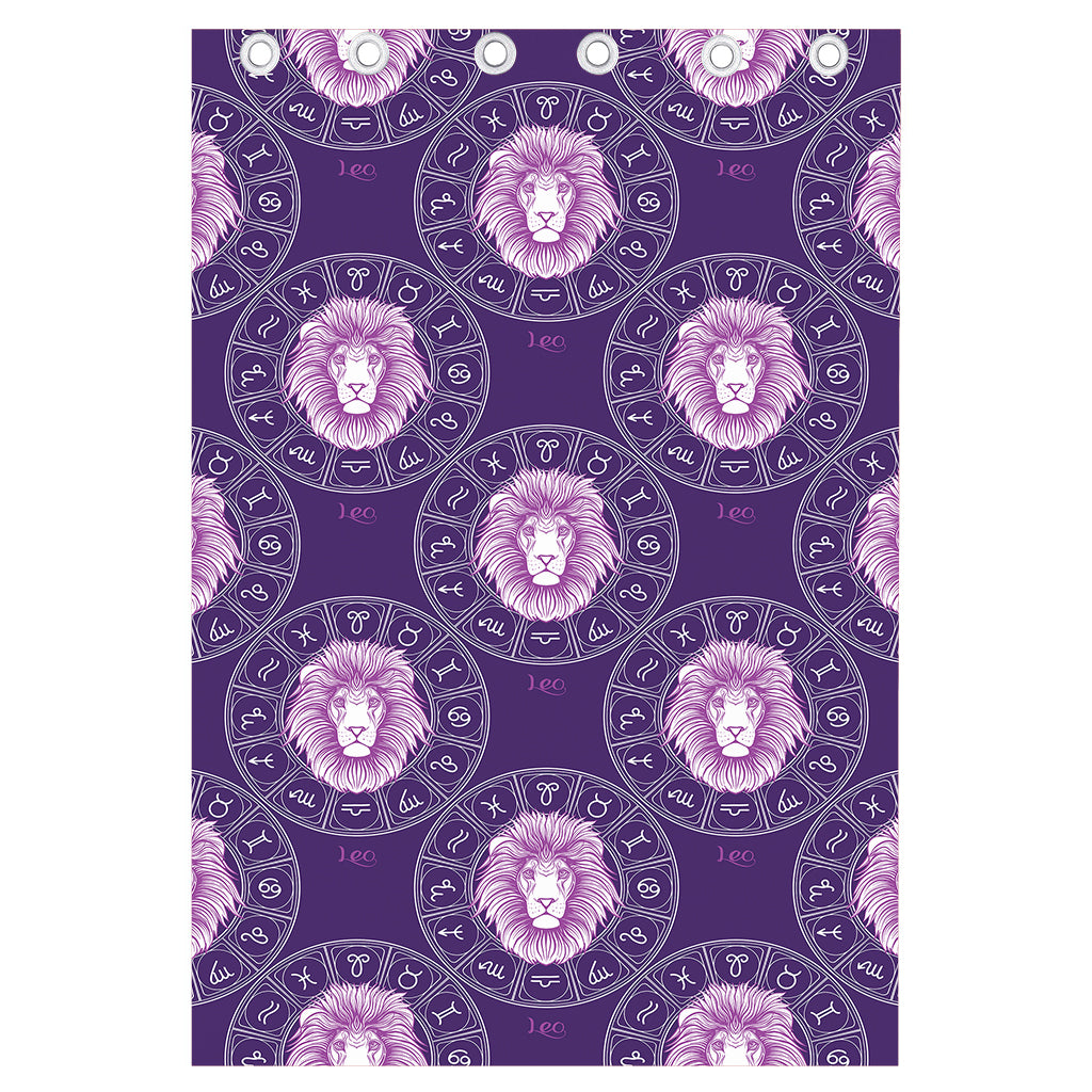 Purple Leo Zodiac Pattern Print Curtain