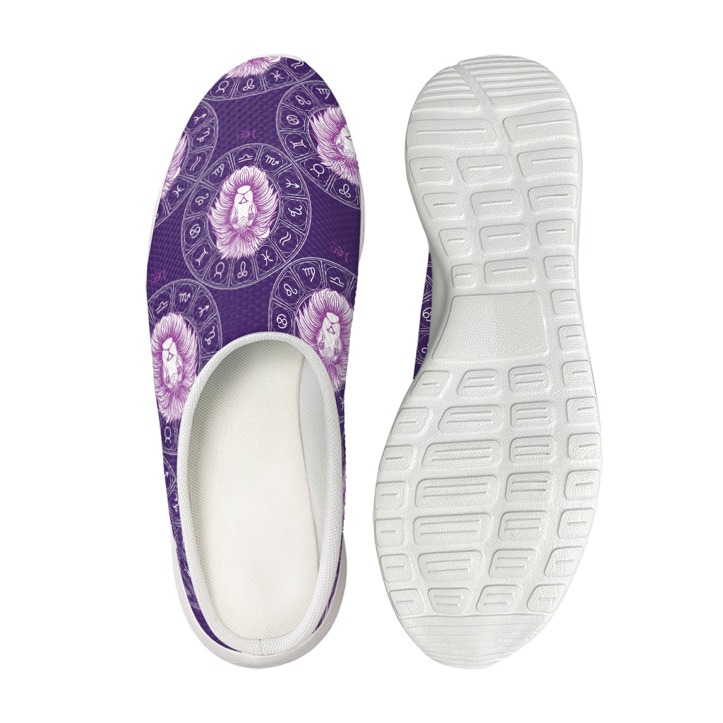 Purple Leo Zodiac Pattern Print Mesh Casual Shoes