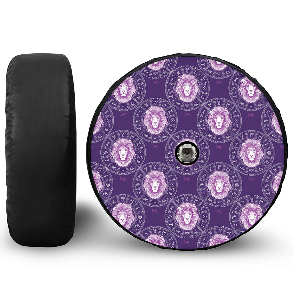 Purple Leo Zodiac Pattern Print Tire Cover With Camera Hole