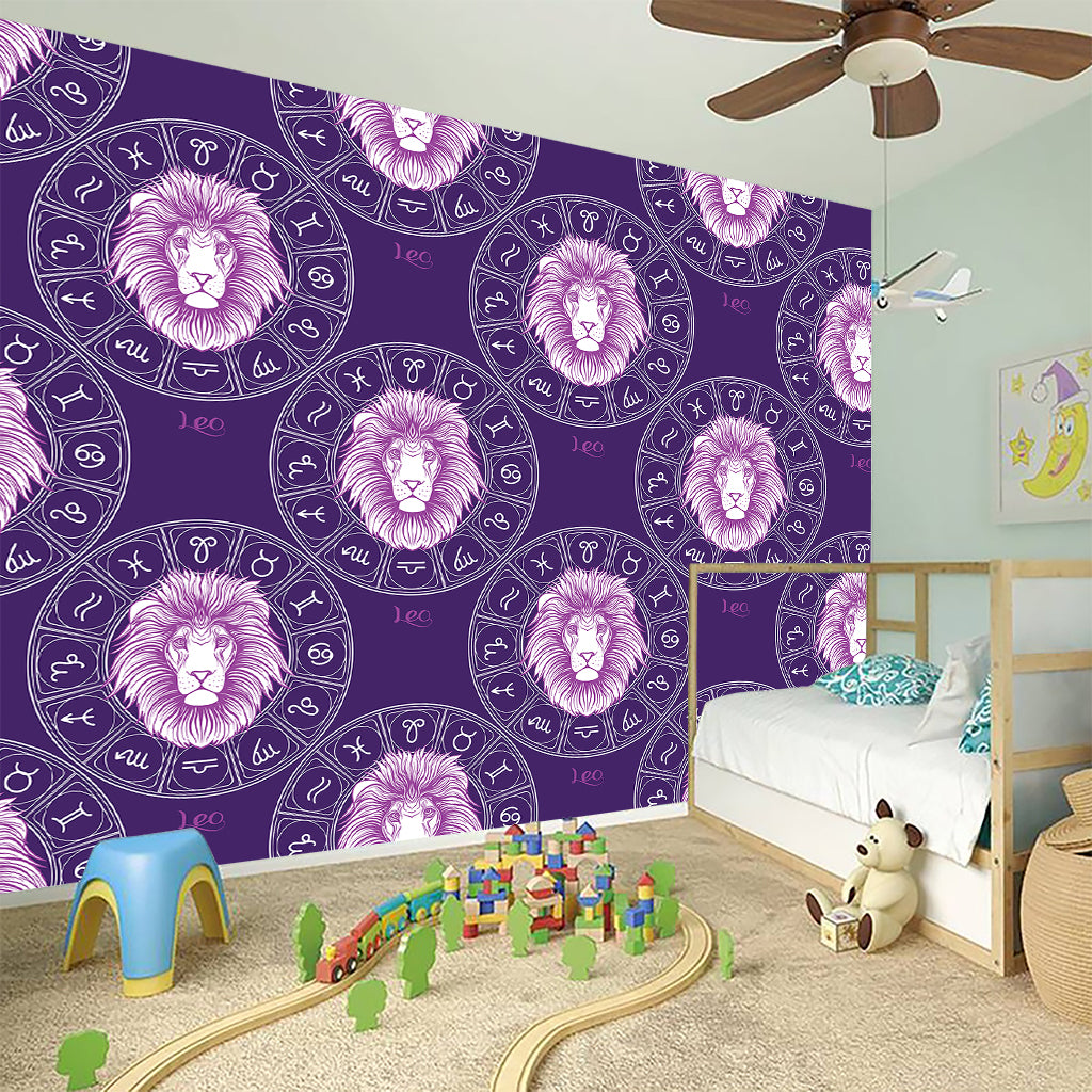 Purple Leo Zodiac Pattern Print Wall Sticker