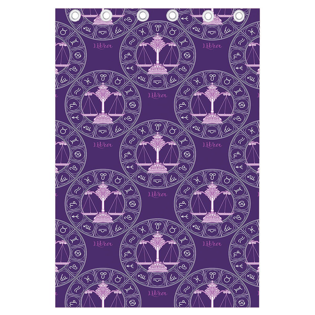 Purple Libra Zodiac Pattern Print Curtain