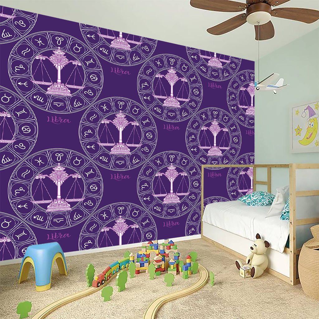 Purple Libra Zodiac Pattern Print Wall Sticker
