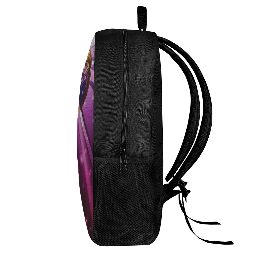 Purple Light Disco Ball Print 17 Inch Backpack