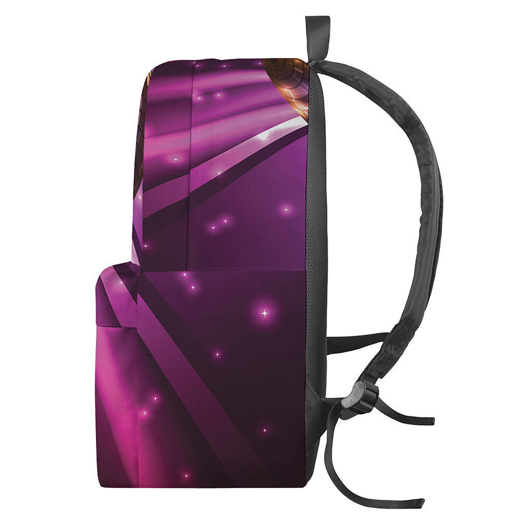 Purple Light Disco Ball Print Backpack