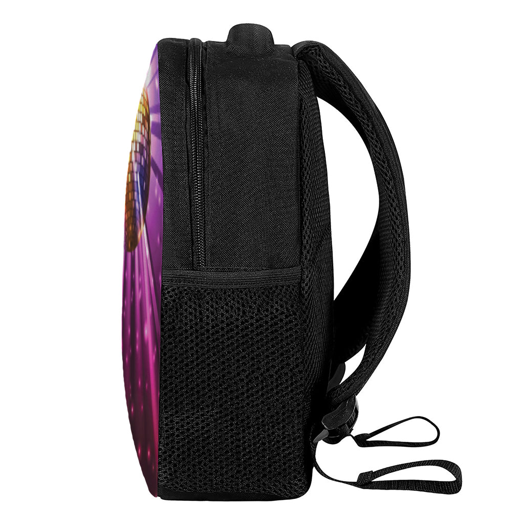 Purple Light Disco Ball Print Casual Backpack