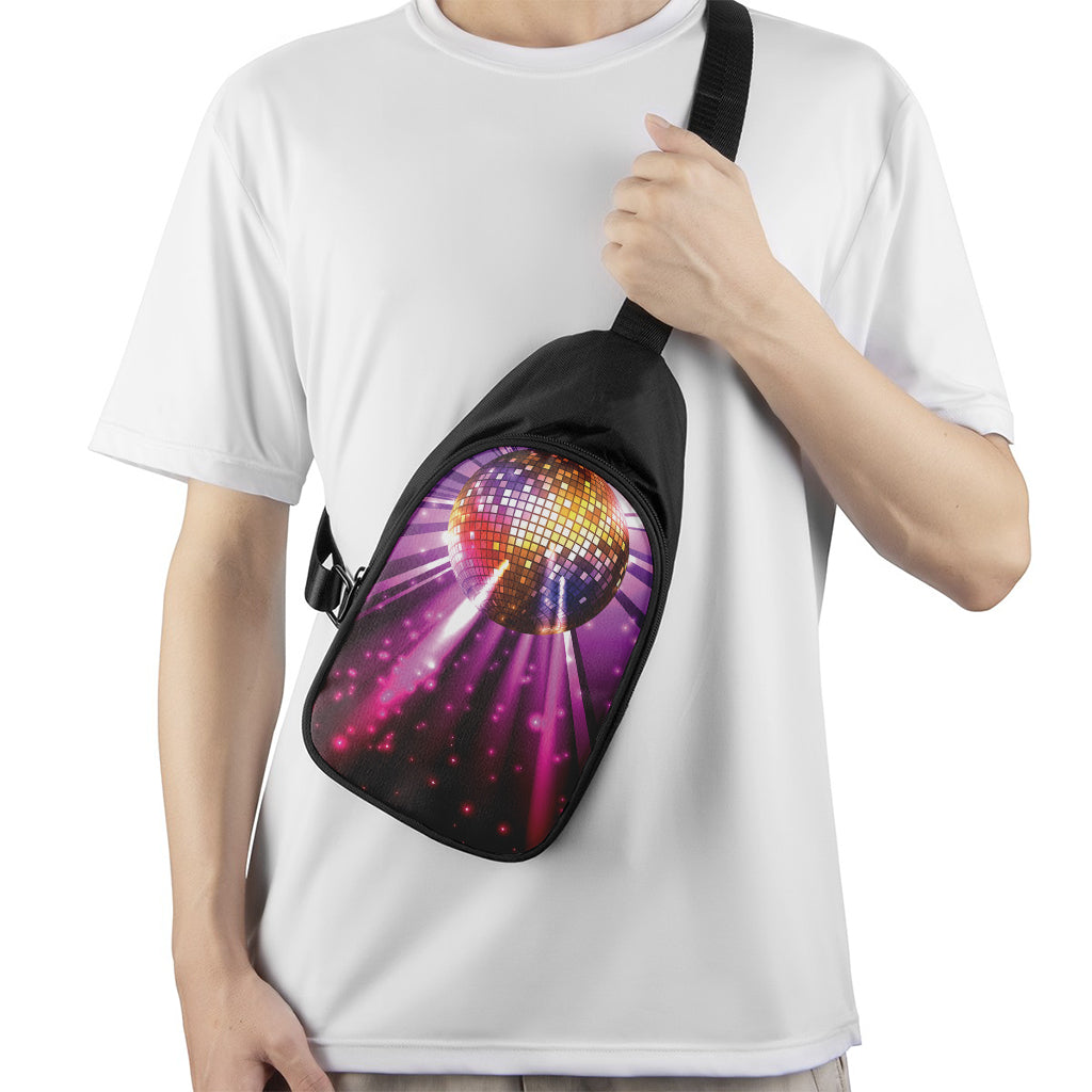 Purple Light Disco Ball Print Chest Bag