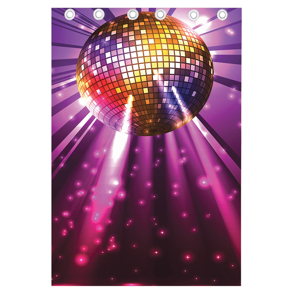 Purple Light Disco Ball Print Curtain