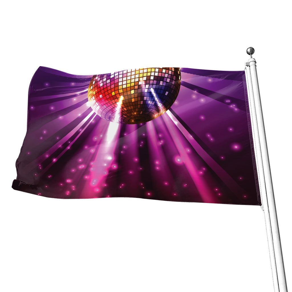 Purple Light Disco Ball Print Flag