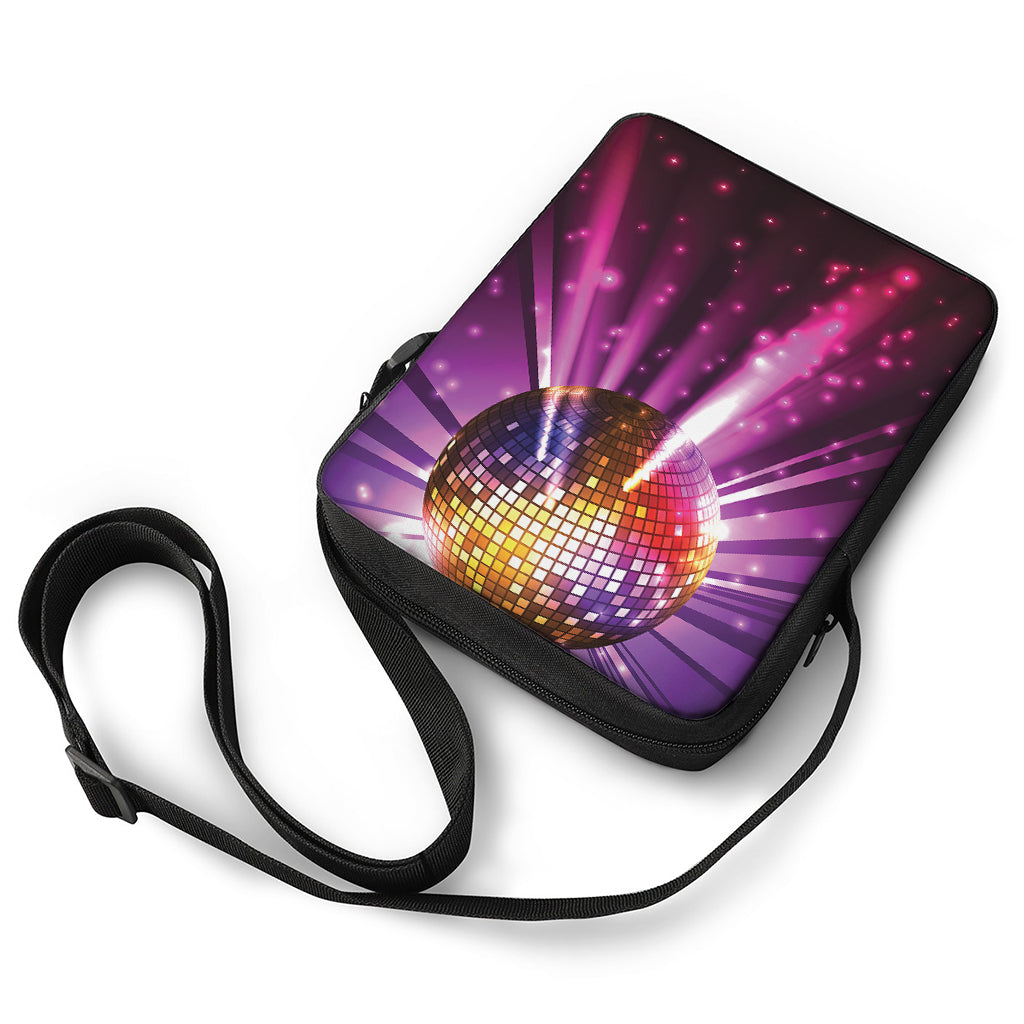 Purple Light Disco Ball Print Rectangular Crossbody Bag
