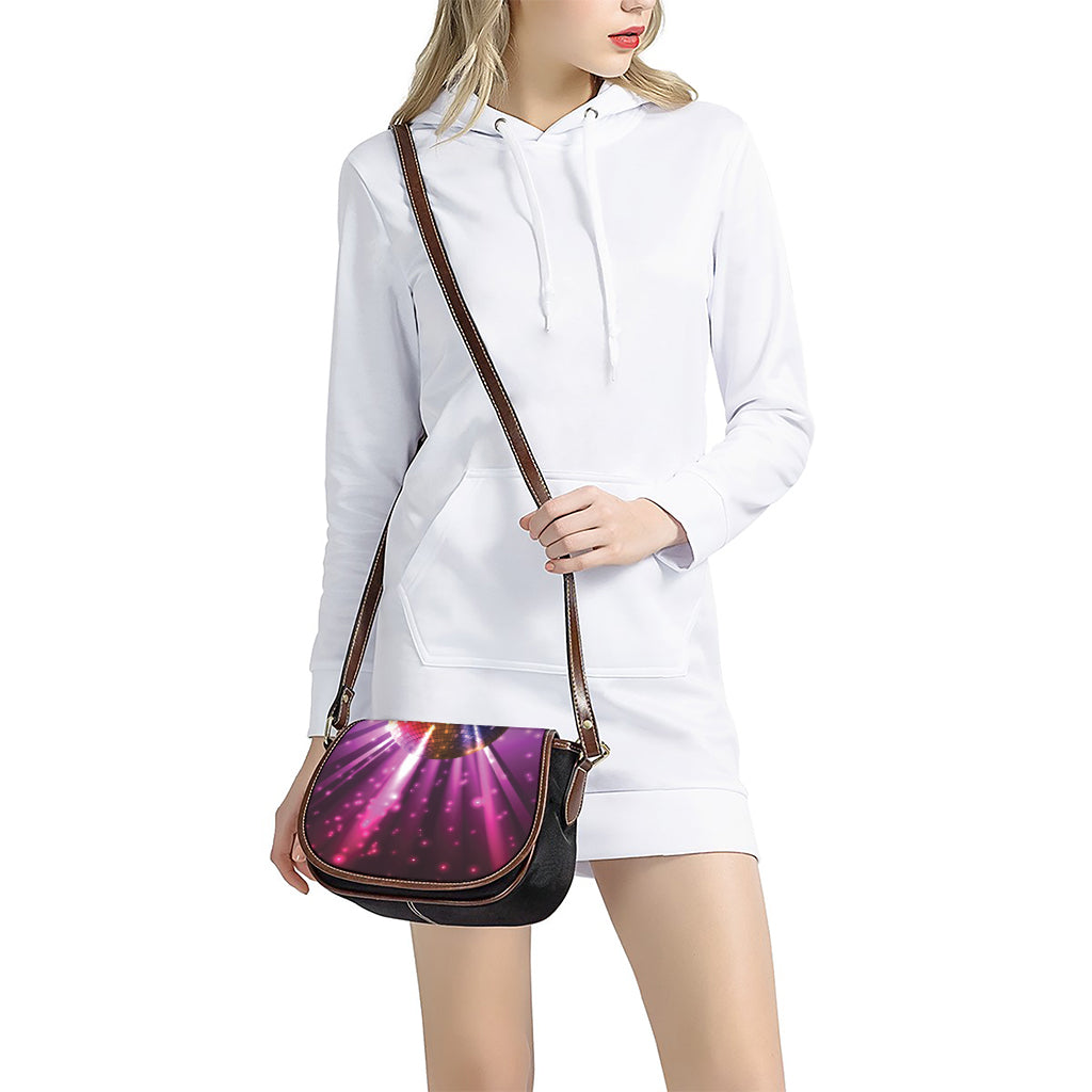 Purple Light Disco Ball Print Saddle Bag