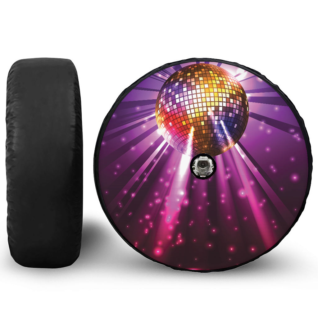 Purple Light Disco Ball Print Tire Cover With Camera Hole