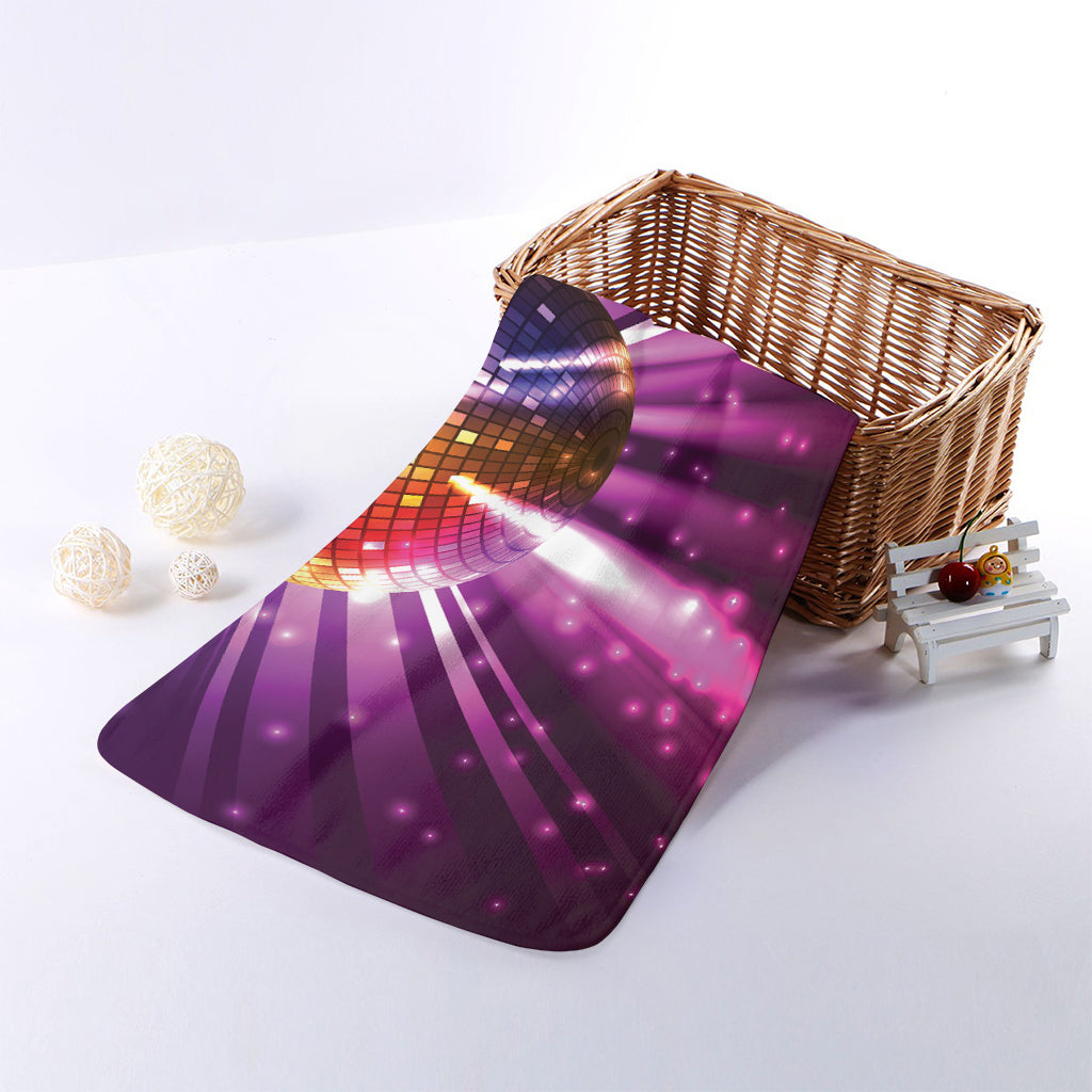Purple Light Disco Ball Print Towel