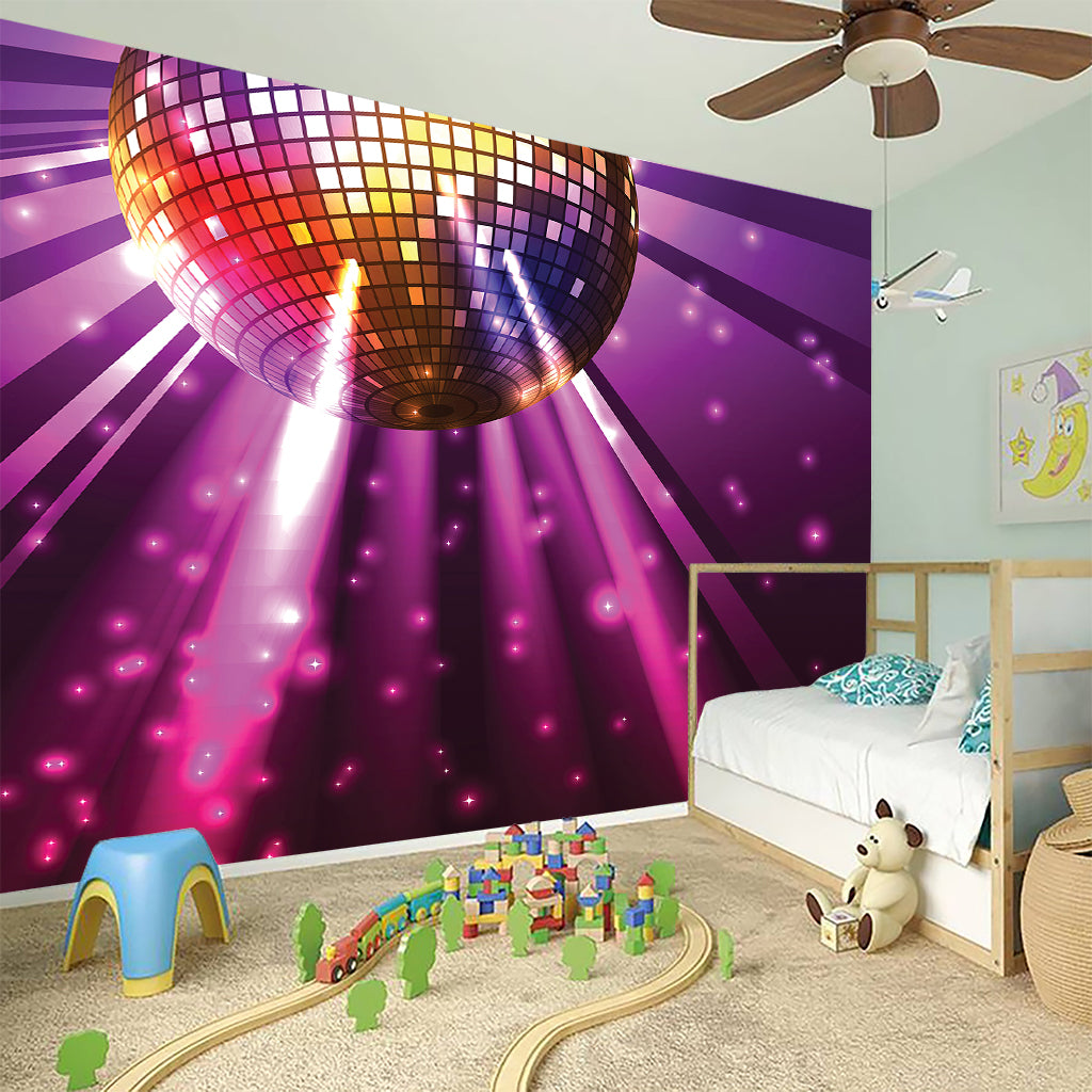 Purple Light Disco Ball Print Wall Sticker