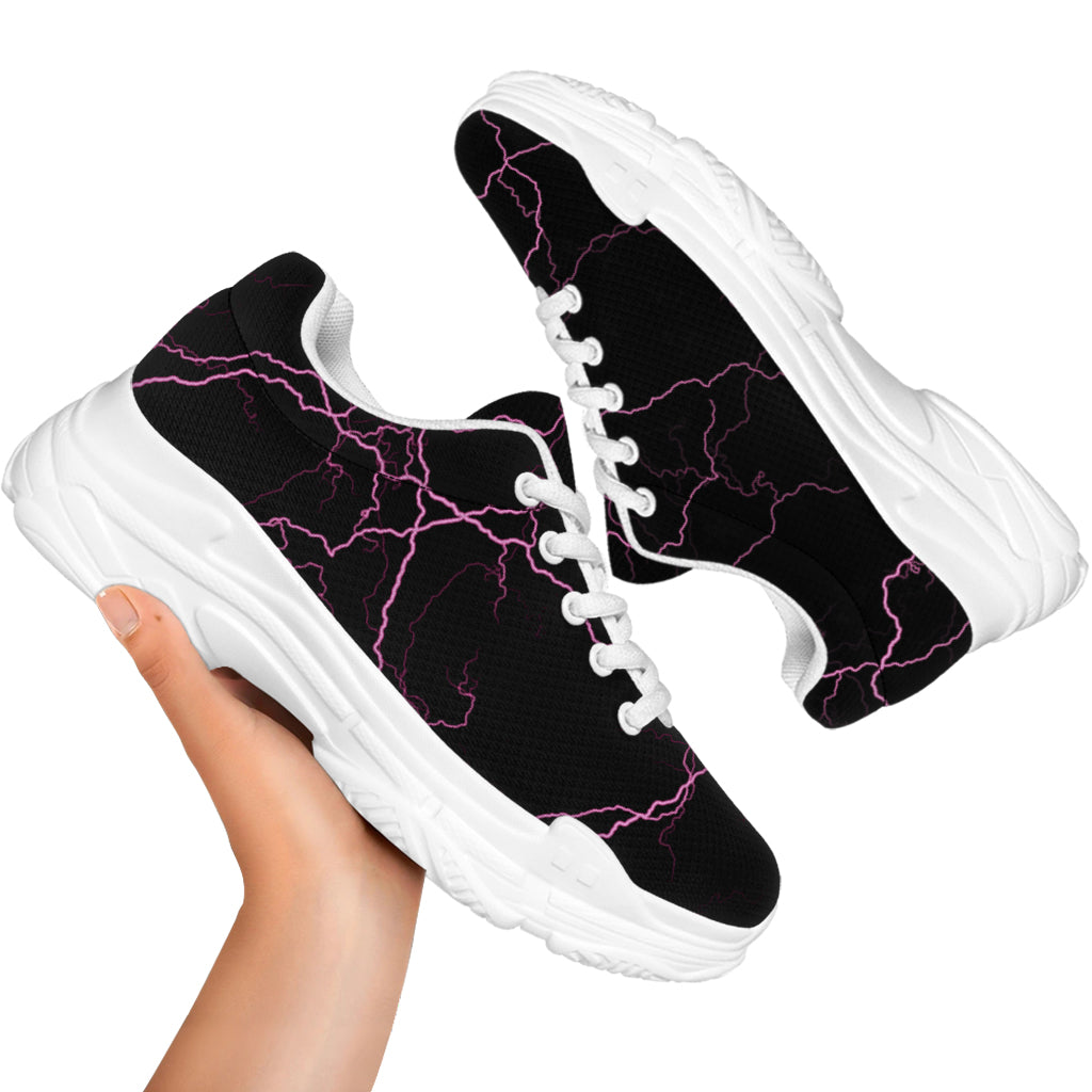 Purple Lightning Print White Chunky Shoes