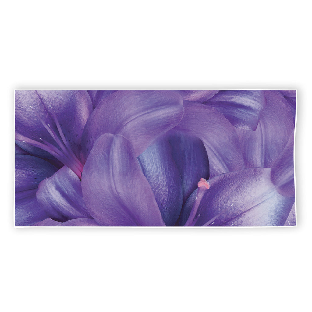 Purple Lily Flower Print Beach Towel
