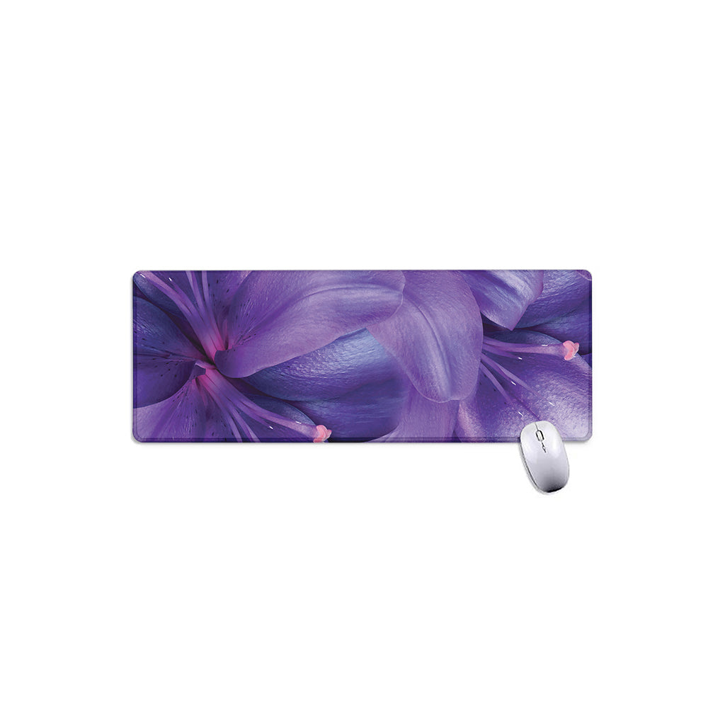 Purple Lily Flower Print Extended Mouse Pad