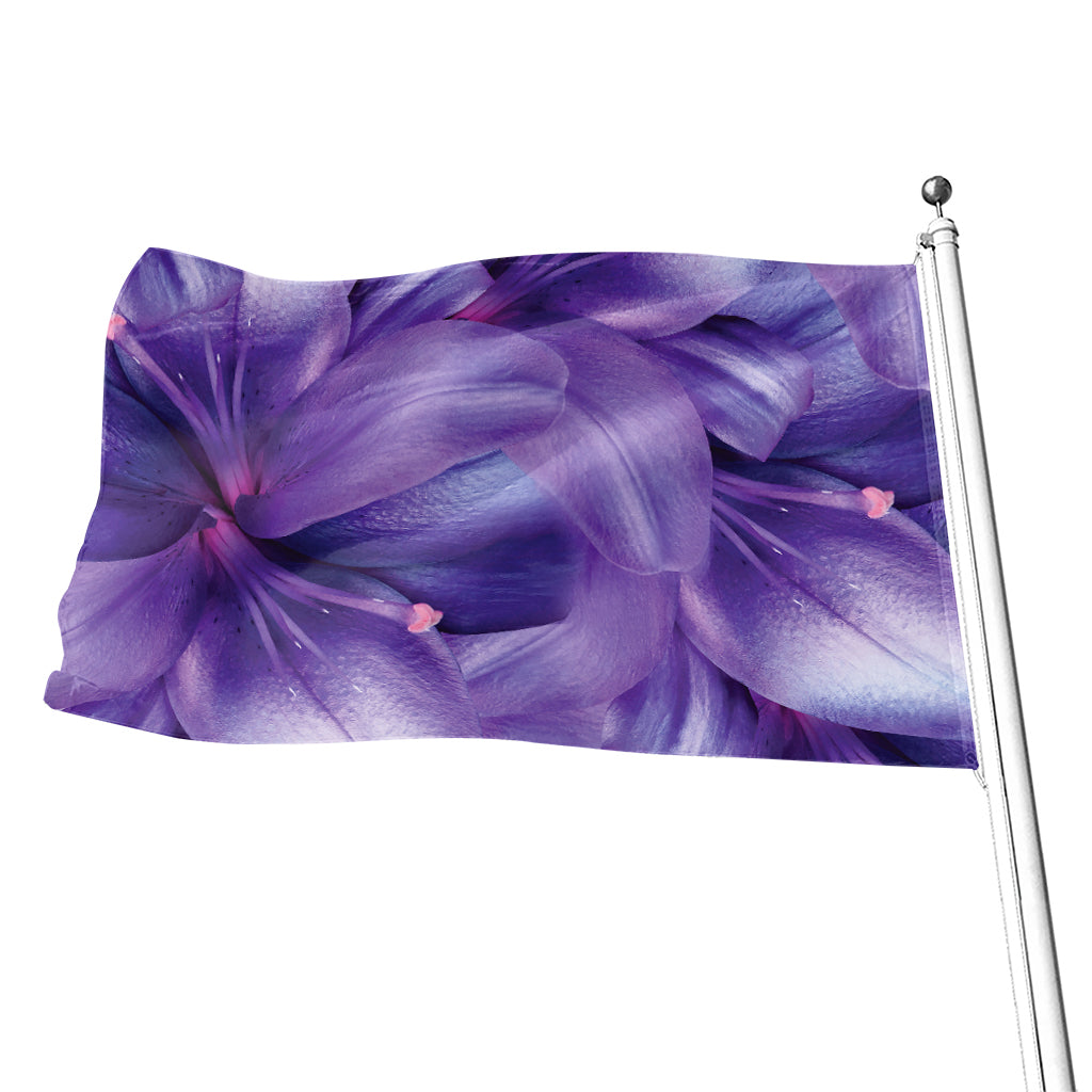 Purple Lily Flower Print Flag
