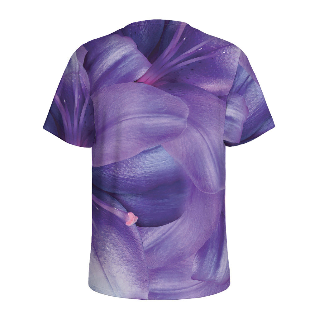 Purple Lily Flower Print Men's Sports T-Shirt